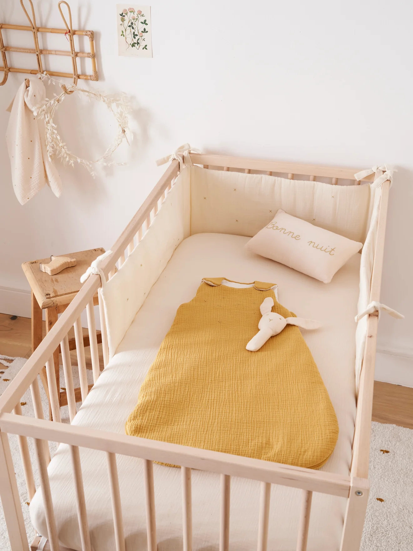 Drap-housse bébé gaze de coton biologique "Baby Gaufrée"